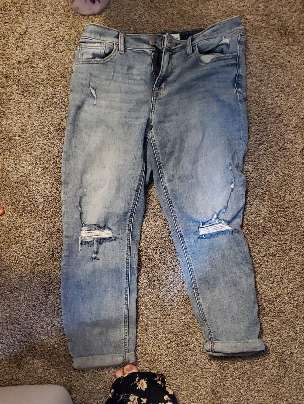 Studio Blue Light Wash Distressed Boyfriend Jeans